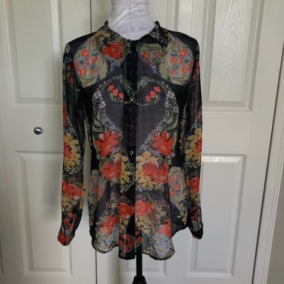 CAbi Tops - 𝅺CABI Amour Semi Sheer Blouse Floral Small